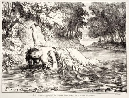 Eugène Delacroix, ‘Mort d'Ophélie (Act IV. Sc. VII), from the series "Hamlet"’, 1843