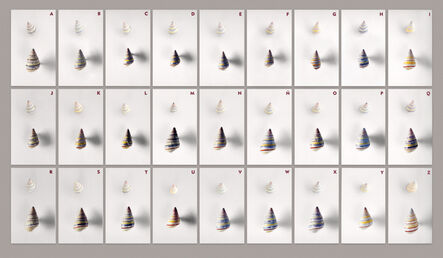 Leandro Katz, ‘Achatinella Alphabet # 2 – Pearl grey background’, 1982-2012