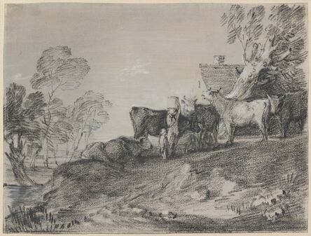 Thomas Gainsborough, ‘Landscape with Cattle by a Cottage’, late 1770s