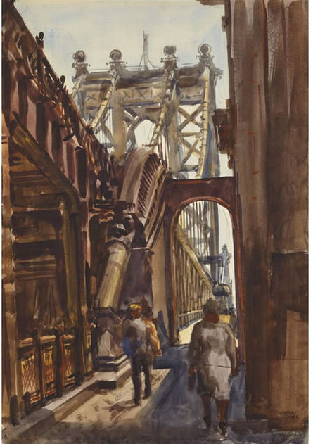 Reginald Marsh, ‘"Manhattan Bridge" American Modernism NYC Cityscape WPA Mid-Century 20th Century’, 1938