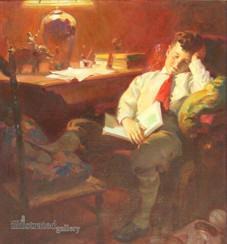 Haddon Sundblom, ‘Boy Falls Asleep in a Chair With Book in His Lap’, 1928