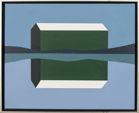 Charles Pachter, ‘Green Barn Reflected - blue, landscape, abstracted, pop-art, acrylic on canvas’, 2020