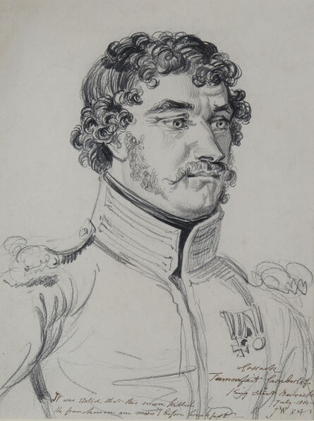 James Ward, ‘Portrait of Tamorfait Carborlof, a Don Cossack from His Majesty’s Life Guards Cossack Regiment’, 1814
