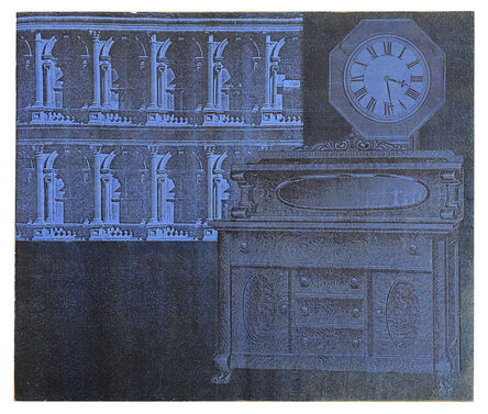 Larry Lewis, ‘Untitled (Blue Clock) - Page from mixed media collage book, Side A and B’, ca. 1970