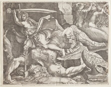 Giovanni Battista Scultori after Giulio Romano, ‘David Cutting Off the Head of Goliath’, 1540