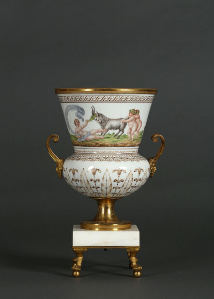 Werner and Mieth, ‘A Werner and Mieth painted Flussglas gilt metal mounted vase, Berlin’, 1795-1800