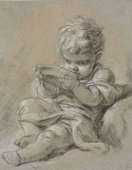 François Boucher, ‘A small child seated, drinking from a bowl’