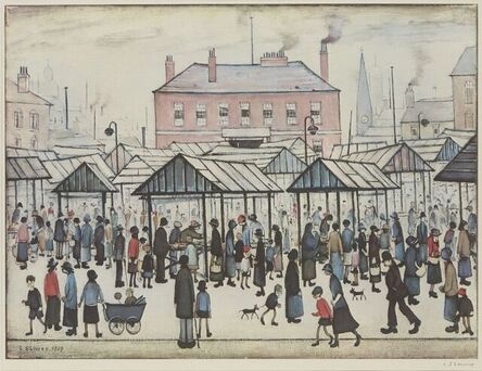 Laurence Stephen Lowry, ‘Market scene in a Northern town’, 1973