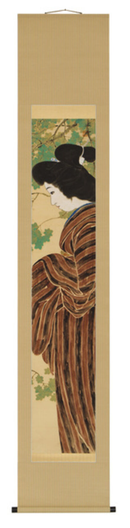 Kaishū, ‘Bijin in Striped Kimono (T-3798)’, ca. 1912