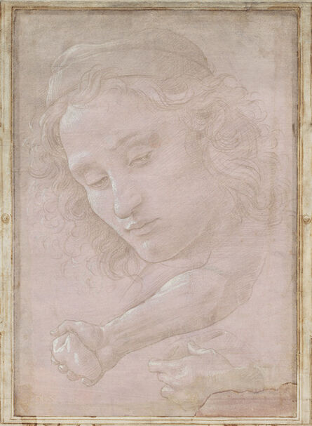 Sandro Botticelli, ‘Head of a Youth Wearing a Cap; a Right Forearm with the Hand Clutching a Stone; and a Left Hand Holding a Drapery’, 1480/1485