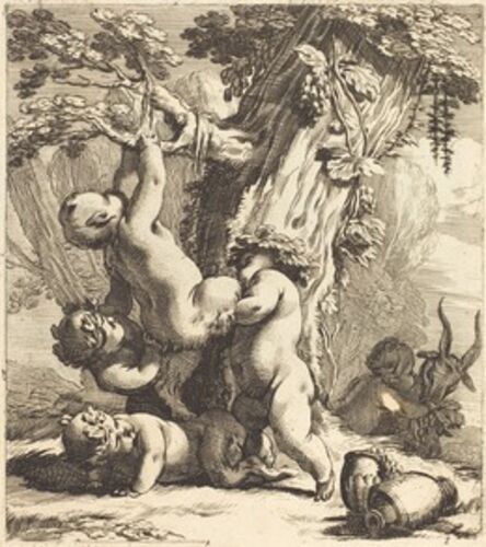 Michel Dorigny, ‘Putti and Fauns Climbing a Grapevine’, 1650s