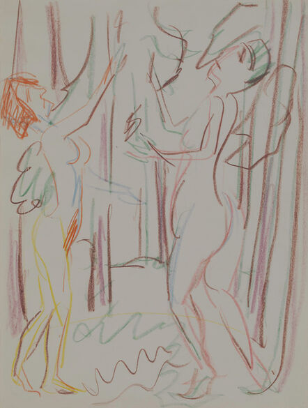 Ernst Ludwig Kirchner, ‘Spielende nackte Frauen im Wald (Naked Woman playing in the Forest)’, 1925