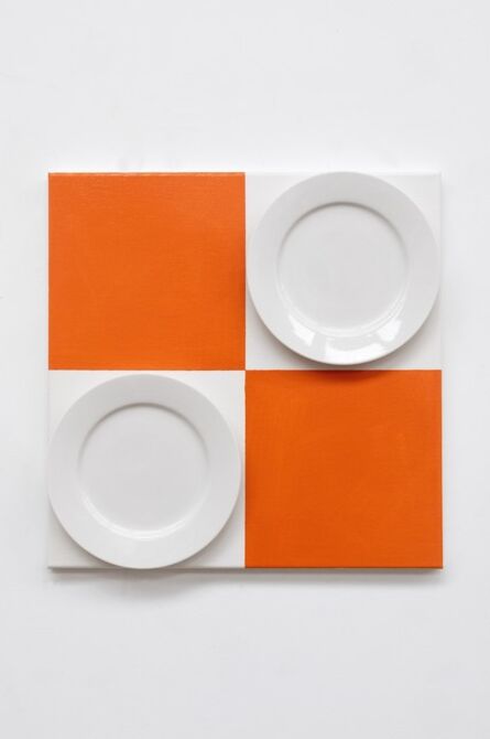John Nixon, ‘Untitled (orange with Ceramic Plate) ’, 2018