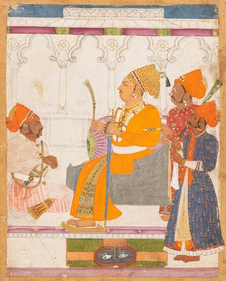 Unknown, ‘Maharaja Abhai Singh Receiving Thakur Bhandari Girdhar Das’, circa 1725-1730
