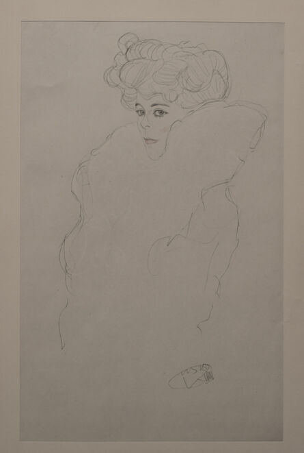 Gustav Klimt, ‘Portrait Sketch: Lady with Boa (Red and White Tinted) - Niyoda Paper’, 1919