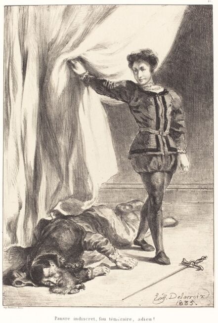 Eugène Delacroix, ‘Hamlet and the Body of Polonius (Act III, Scene IV)’, 1835