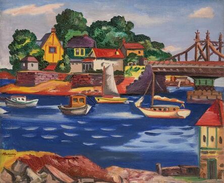 Jan Matulka, ‘Bridge, Boats, Houses’, circa 1925