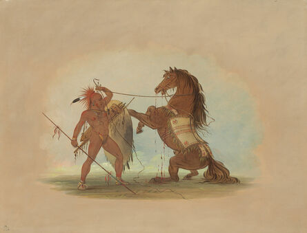 George Catlin, ‘A Pawnee Warrior Sacrificing His Favorite Horse’, 1861/1869