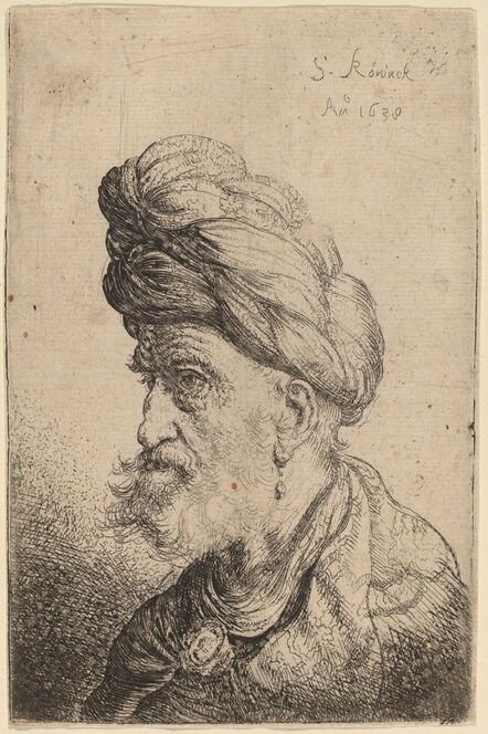 Salomon Koninck, ‘Bust of a Man with a Turban Facing Left’, 1638