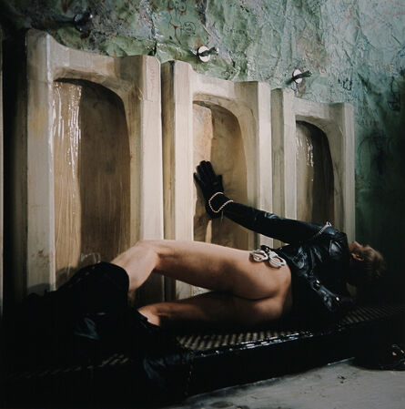 James Bidgood, ‘Cyclist Sprawled on Tiles in Front of Urinals’, Mid, to late, 1960s