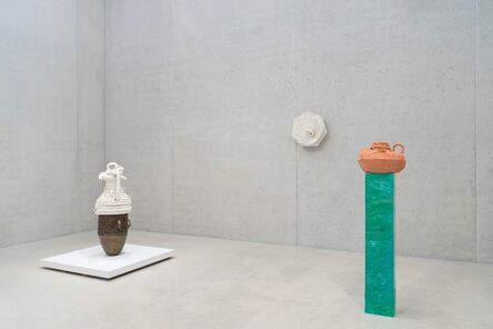 Nicole Cherubini, ‘From left to right: Panel #1 and #2, 2014; Earth Pot #6, 2014; RED POT, 2014’