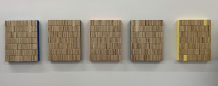 Jean Wolff, ‘5 Rods (5 Rods (Cyan, Emerald Green, Orange, Gray and Yellow) acrylic on wood on panel, 14" x 11" each ’, 2021