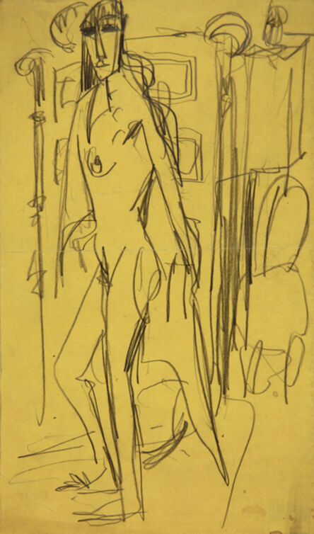 Ernst Ludwig Kirchner, ‘Stehender weiblicher Akt (Standing female Nude)’, 1916