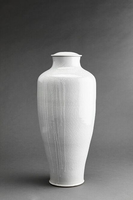 Brother Thomas Bezanson, ‘Vase, white ice crackle and copper red glaze’