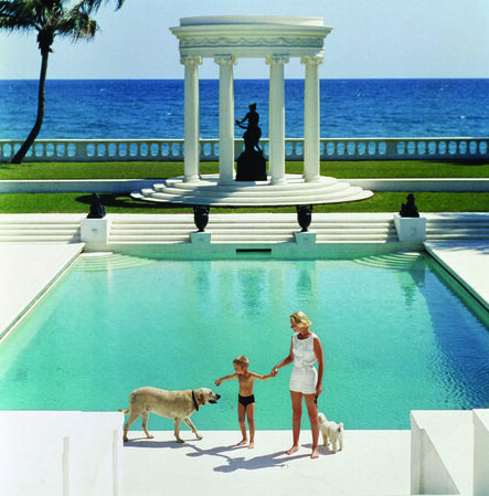Slim Aarons, ‘The Good Life, 1955: C.Z. Guest and her son Alexander and dog at the pool at their home Villa Artemis in Palm Beach, Florida’, 1955