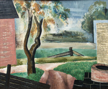 Konrad Cramer, ‘"Farm Buildings" Rural Modern WPA American Scene 20th Century Realism 1930’, 1930