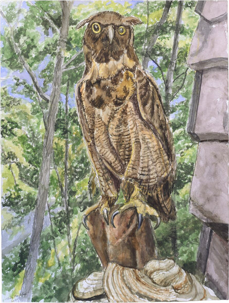 Philip Pearlstein, ‘Stuffed Owl on Tree Mushrooms’, 2020