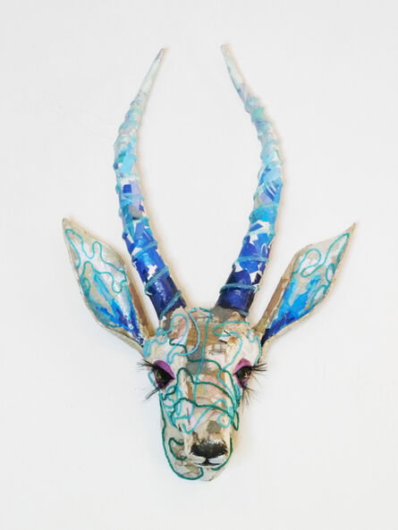 Yulia Shtern, ‘Lula - Gazelle Sculpture from Up-Cycled Materials in White + Blue’, 2020