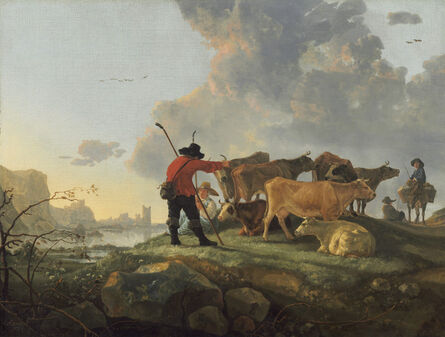 Aelbert Cuyp, ‘Herdsmen Tending Cattle’, 1655/1660