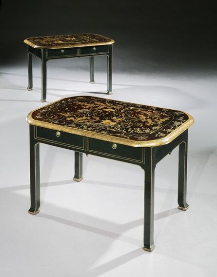 English, ‘A PAIR OF QUEEN ANNE JAPANNED SIDE TABLES WITH CHINESE LACQUER TOPS’, The table bases: English, circa 1710 The lacquer tops: Chinese, circa 1680