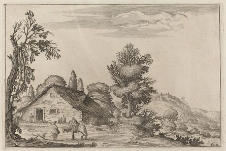 Ercole Bazicaluva, ‘Landscape with a Traveler before a Cottage’, 1638