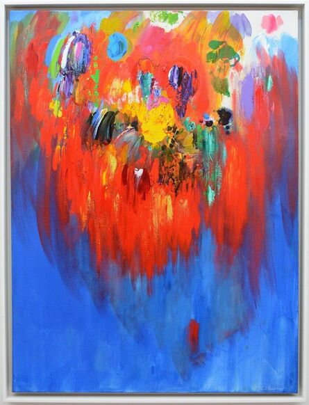 Paul Fournier, ‘Firebird Red - bright, bold, blue, yellow, green, abstract, acrylic on canvas’, 2014