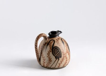 Ciboure Pottery, ‘Pitcher Decorated With Birds’, France-circa 1945
