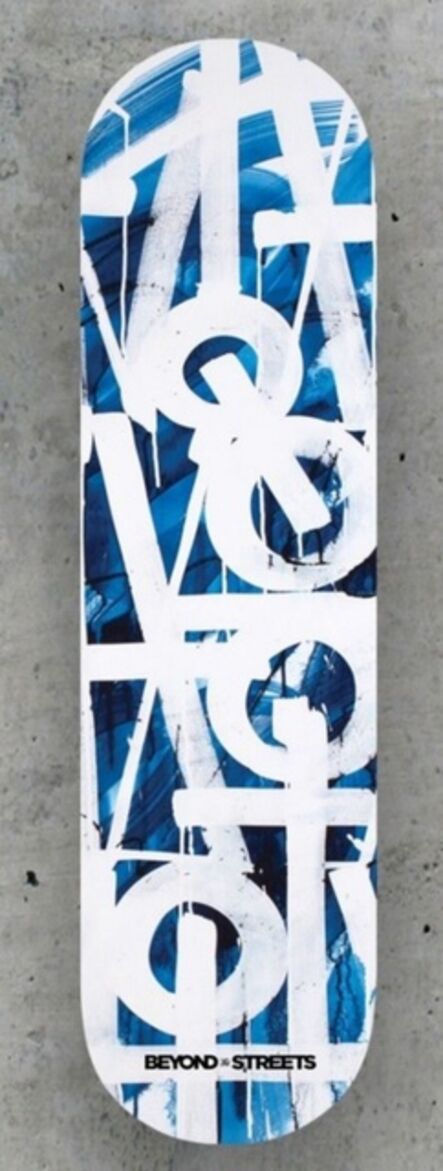 RETNA, ‘Skateboard Skate deck (Blue with green back - rare edition of only 100) and embossed COA hand signed by RETNA’, 2018