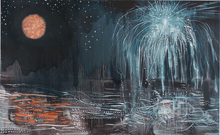 Brian Frink, ‘Moon and Fireworks’, 2020