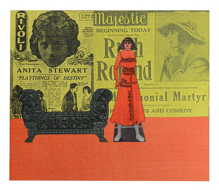 Larry Lewis, ‘Untitled (Lady in Red Dress) - Page from mixed media collage book, Side A and B’, ca. 1970