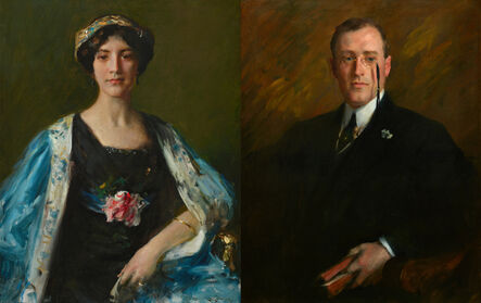 William Merritt Chase, ‘Alice Dieudonnée Chase Sullivan and Arthur White Sullivan: A pair of portraits’, circa 1911 (Alice) and 1913 (Arthur)