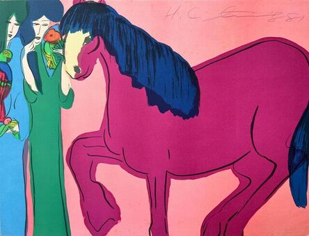Walasse Ting 丁雄泉, ‘Two beauty with red horse 二美与红马’, 1982