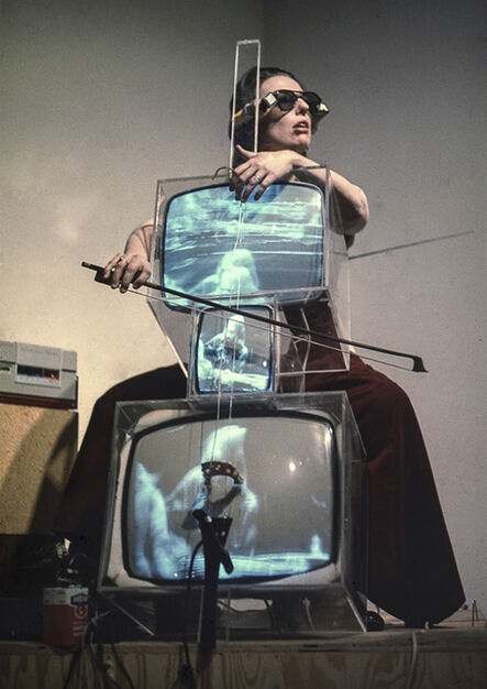Takahiko Iimura, ‘Charlotte Moorman performing on Nam June Paik’s TV Cello wearing TV Glasses, Bonino Gallery, New York City’, 1971