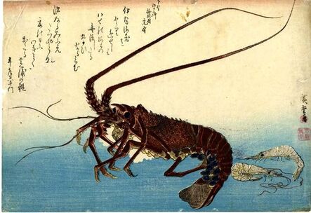 Utagawa Hiroshige (Andō Hiroshige), ‘Crayfish, Two Shrimp and Poetry’