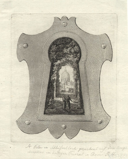 Jakob Wilhelm Huber, ‘St Peter drawn through the keyhole on the Aventin mountain at the local priory in Rome’, ca. 1820