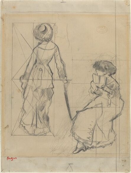 Edgar Degas, ‘Study for "Mary Cassatt at the Louvre: The Etruscan Gallery" [recto]’, ca. 1879