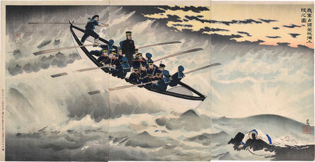 Kobayashi Kiyochika 小林清親, ‘Our Troops Take Rongcheng Bay and Make a Landing’, 1895