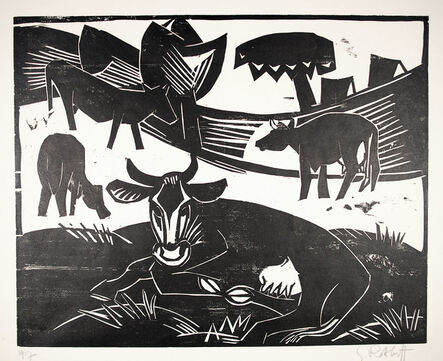 Karl Schmidt-Rottluff, ‘Kuhweide (Cow pasture)’, 1917