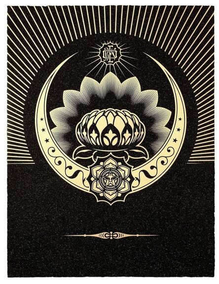 Shepard Fairey, ‘Obey Lotus Crescent (Black & Gold)’, 2013
