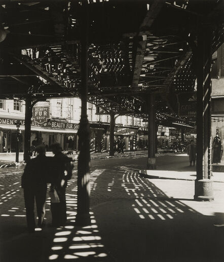 Berenice Abbott, ‘El, Second and Third Avenue Lines, Bowery and Division Streets, Manhattan’, 1936